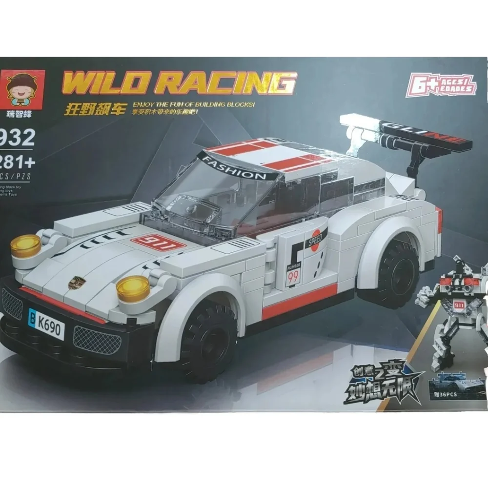 New Wild Racing Porche 911 Building Blocks Tranforms Robot Toy 281 Pcs Boy Gift